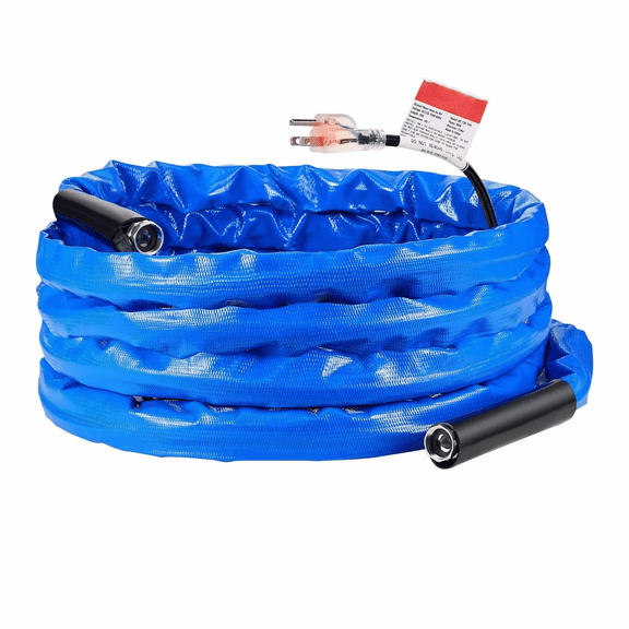 25ft Heated RV Water Hose -45F Freeze Protection, Drinking Water Safe, 5/8" ID, GHT Adapter, Self-Regulating Winter Hose