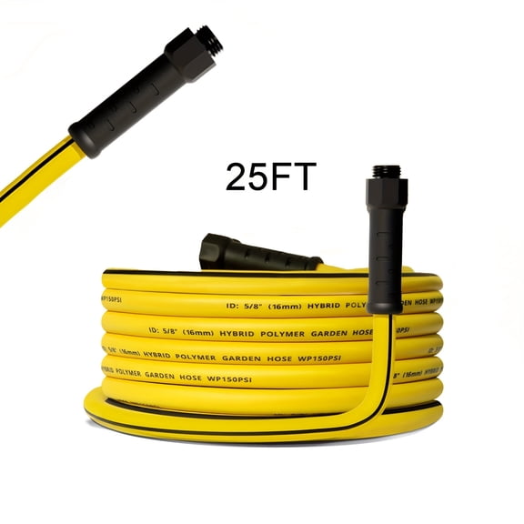 25ft Heavy-Duty 450PSI Burst-Resistant Rubber Garden Hose - 3/4" Diameter, Kink-Free, Lightweight & Flexible, US Standard Fittings with Swivel Grip Handle for RV, Farm, Home Use