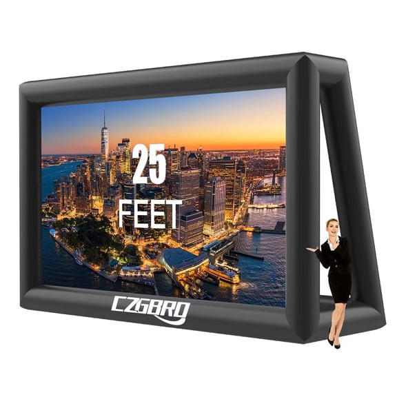 25ft Inflatable Movie Screen Outdoor Projector Screen with Air Blower, Front/Rear Projection, Easy Set Up Blow Up Screen for Backyard Movie Night, Theme Parties, Celebrations