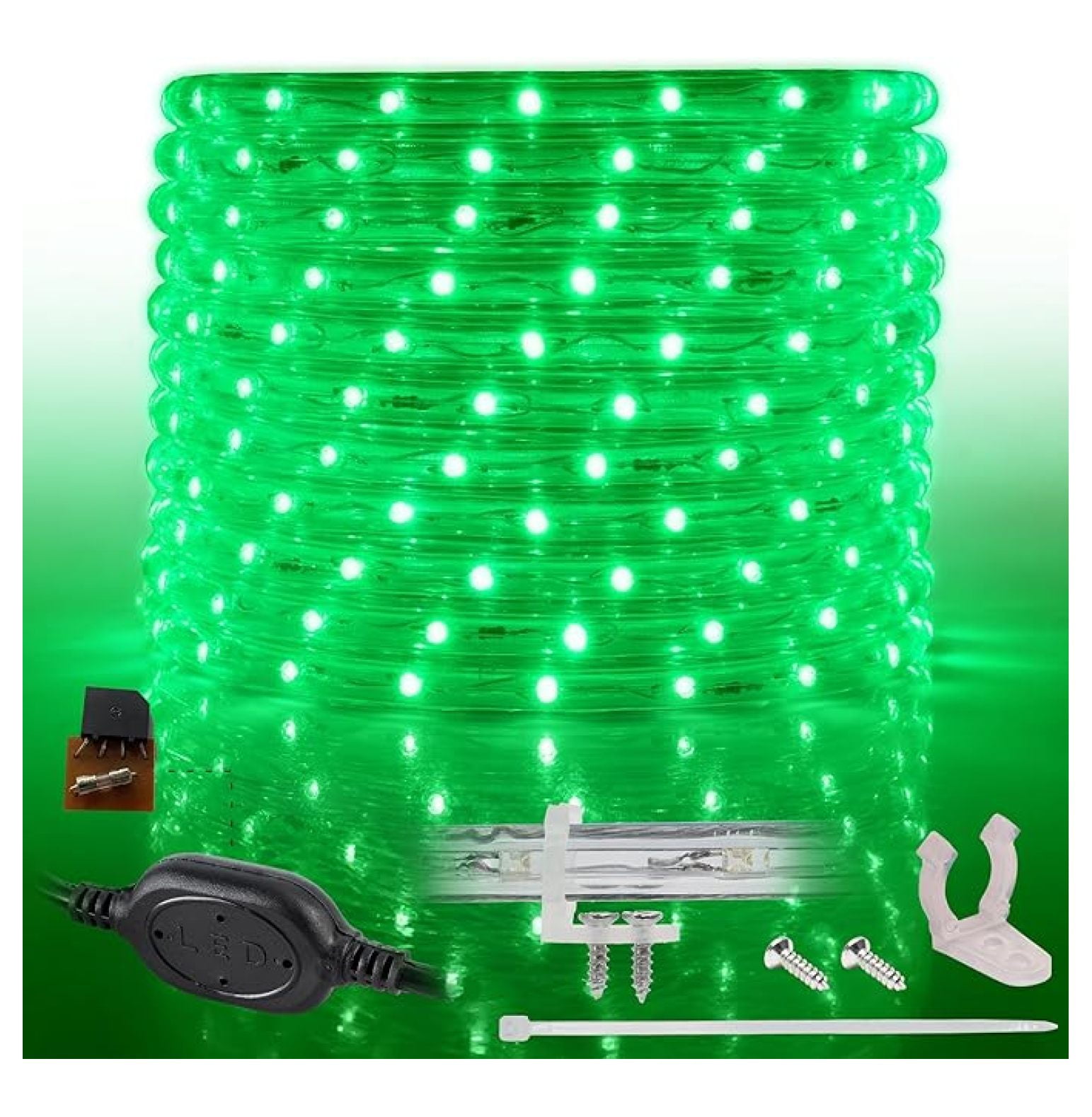 25ft LED Rope Light, 288 LEDs Green Outdoor Lights Connectable, ETL ...