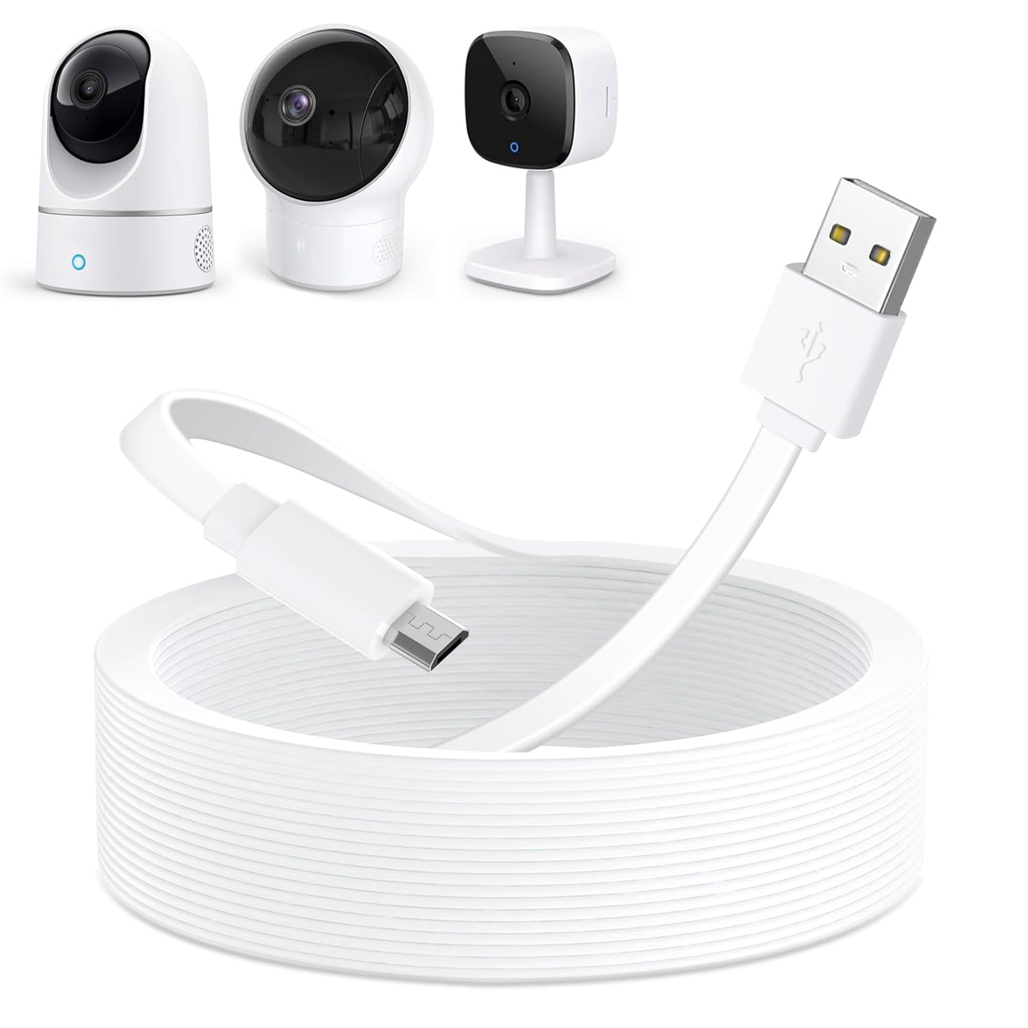 25ft Micro USB Extension Cable Compatible with eufy Security Indoor Cam