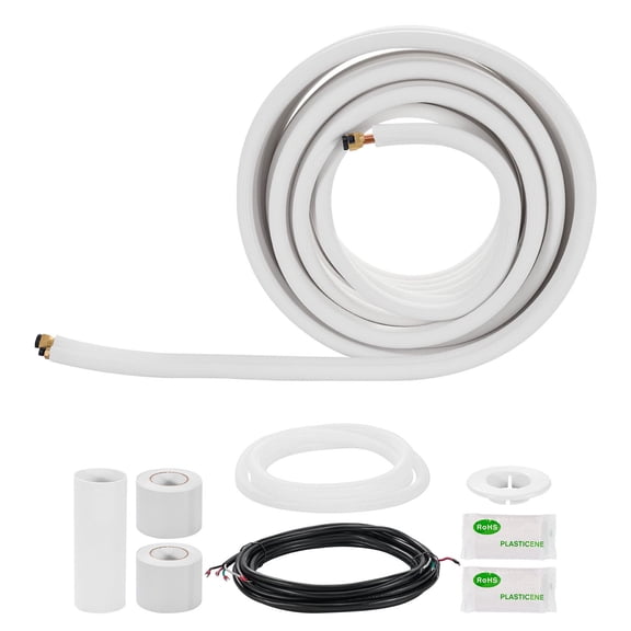 25ft Mini Split Line Set, 3/8' & 5/8' OD AC Copper Tubing Pipe, 3/8 White PE Thickene