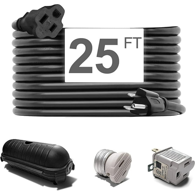 Walmart 25ft UL Waterproof Outdoor Extension Cord, 125VAC/13A/1625W, 3