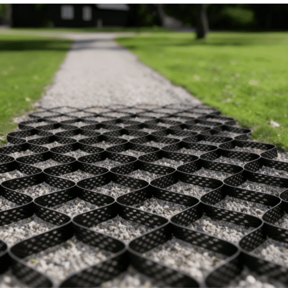 25ft x 8ft 3-Inch HDPE Heavy Duty Ground Grid. for driveways, Parking, shed Bases & Soil stabilization. Lawn & Gravel Paver for Heavy Load Support & Erosion Control.