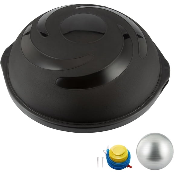 25in.  Ball | 660lb Inflatable Half Exercise Ball Wobble Board  Trainer w Nonslip Base | Half Yoga Ball Strength  Equipment w 2 Bands, Pump, Extra Ball Included