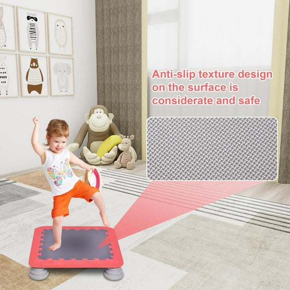 25in Bounce Trampoline for Toddlers, 220 lbs Max Load Recreational Rebounder, Sensory Training Equipment for Autism Support(Red)