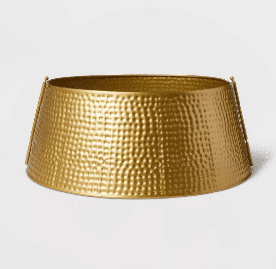 25in Metal Hammered Christmas Tree Collar Gold