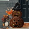thumbnail image 1 of 25in Wooden Lighted Jack O Lantern with Hat and Timer Battery Operated Halloween Decor, 1 of 5