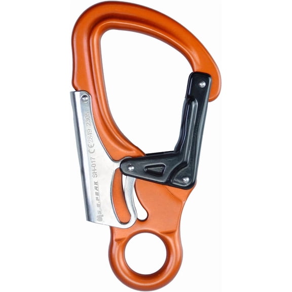 25kN Aluminum Snap Hook, CE Certified Lightweight Double Lock Captive Eye Forged Hook Clip, Rappelling Rescue Gear Equipment for Climbing, Tree Work