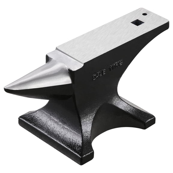 25lb Cast Steel Blacksmith Anvil with Round Horn, Heavy Duty Metalworking Tool for Forging, Bending and Shaping