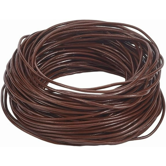 25m 2mm Cowhide Round Leather Cords Genuine Leather String Thong Saddle Brown Threads Rope Leather Strips Strap for Necklaces Bracelets Jewelry Making Beading Lanyards DIY Crafts for DIY