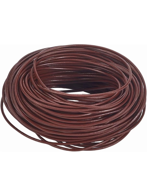 25m x 1.5mm Round Leather Cords Genuine Leather String Cowhide Rope Saddle Brown Leather Strips Strap Beading Threads for Bracelet Jewelry Making Keychain Lanyards DIY Crafts Saddle Brown