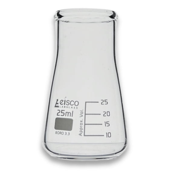 25mL Conical Flask, Wide Neck, Borosilicate Glass, Heat Resistant Flask for Small Volume Mixing, Titrations, Sample Storage, Scientific Experiments - Ideal for Chemists, Microbiologists, and Labs
