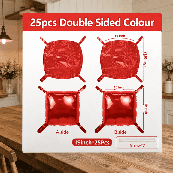25metallic Red Square Foil Balloons Walldrop