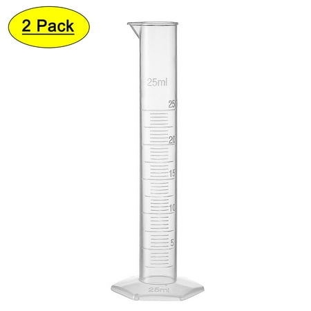 25ml Laboratory Measurements Clear White Plastic Graduated Cylinder 2Pcs