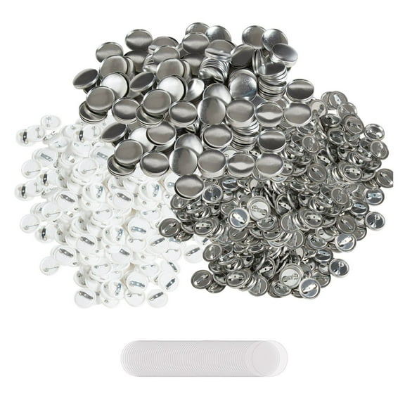 25mm Button Badge Making Supplies - 500 Sets Pin Back Button Parts for Button Maker Machine, Metal & Plastic, DIY Crafts