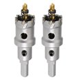 thumbnail image 1 of 25mm Carbide Hole Cutter, Hole Saws for Stainless Steel Metal, Triangular Shank Limit Step, with Center Drill, 2pcs, 1 of 5