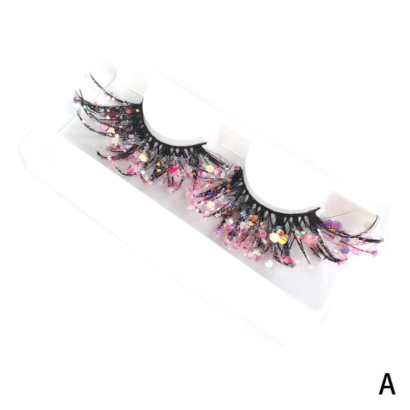 25mm Color Luminous 3D False Eyelashes Stage Makeup Glitter Exaggerated And European American B1I8 C3O5