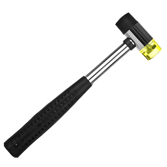 25mm Double-Face Soft Tap Rubber Mallet, Professional Hand Tool with Non-Slip Grip & Metal Handle, Precision Hammer for Tile Installation & Furniture Assembly