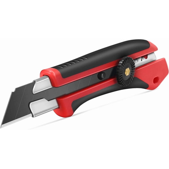 25mm Extra Heavy-Duty Utility Knife, Multi-Purpose Snap-off Box Cutter, Ratchet-lock Mechanism, Reinforced Fiberglass Handle HT0250-KN