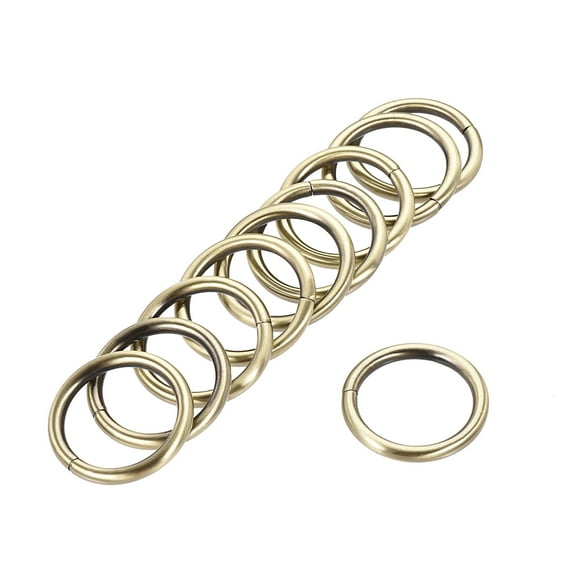 25mm ID 3.8mm Thickness Metal O Ring Iron Bronze Tone 10 Pack