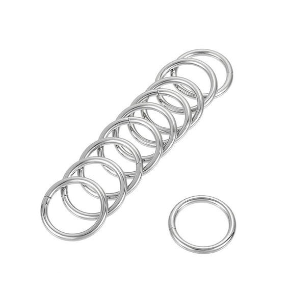 25mm ID 3.8mm Thickness Metal O Ring Iron Silver Tone 10 Pack