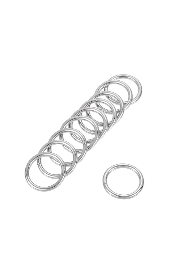 25mm ID 3.8mm Thickness Metal O Ring Iron Silver Tone 10 Pack