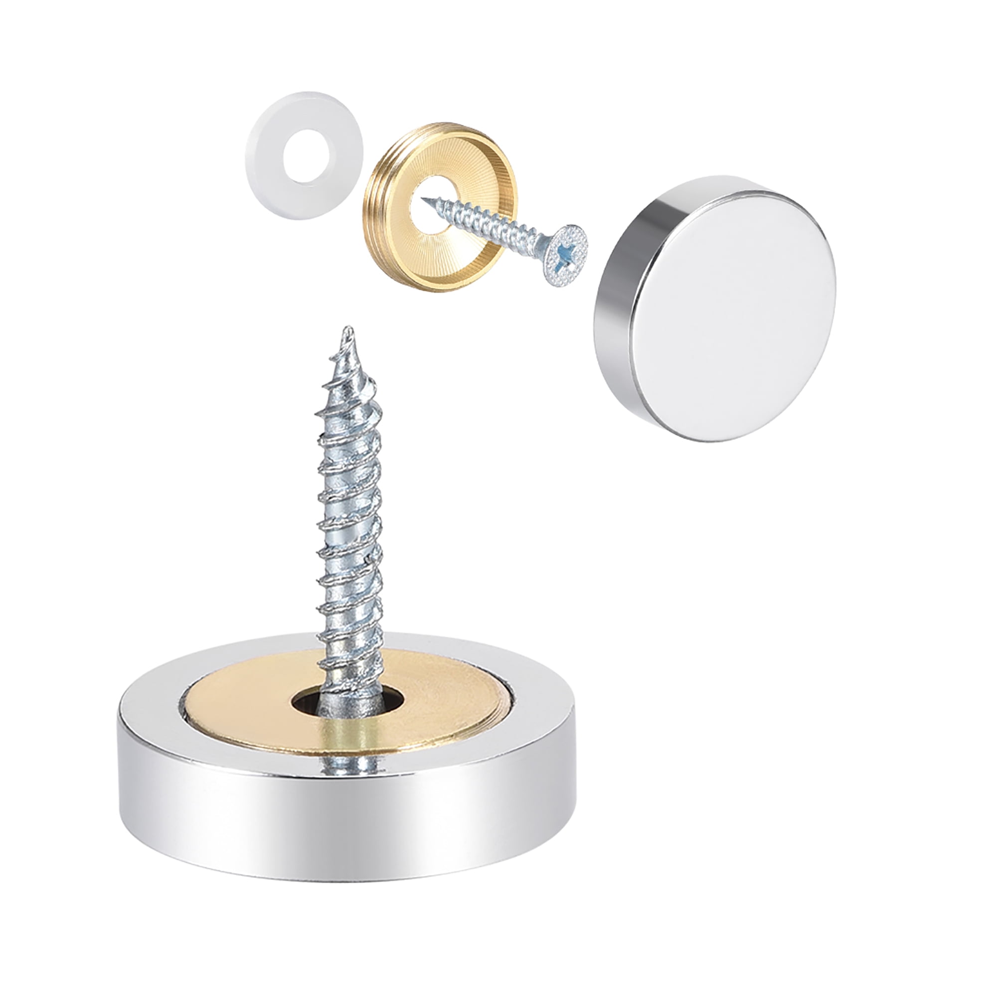 25mm Mirror Screws Decorative Caps Cover Nails Polished Stainless Steel 8Pack