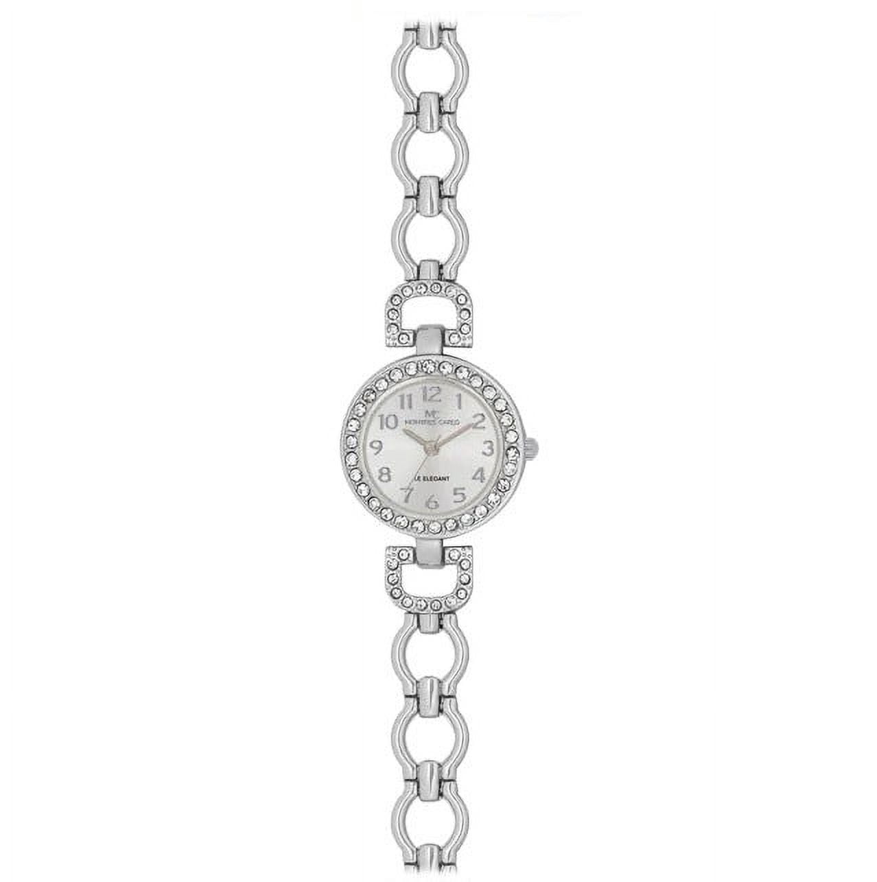 25mm Montres Carlo Women Luxury Fashion Analog Quartz Dress Metal Bracelet Watch (Silver)