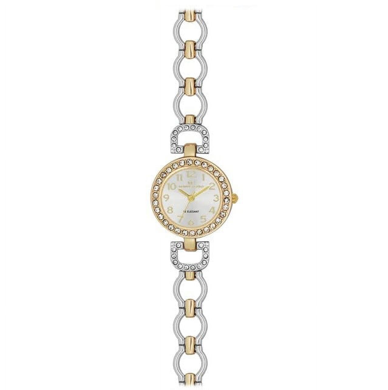 25mm Montres Carlo Women Luxury Fashion Analog Quartz Dress Metal Bracelet Watch (Two Tone)