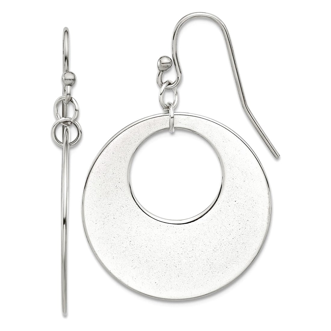Stainless Steel Polished Circles Dangle Shepherd Hook Earrings 25x25mm Wide Dangle Earring for Women