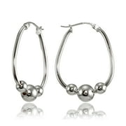 DESIGNS BY FMC 25mm Sterling Silver Polished Beaded Hoop Earrings