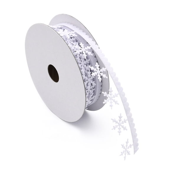 25mm White Embossed Non-woven Stain Snowflake Lace Trim Sewing Ribbon for Christmas Decorations Crafts Wedding Gift Wrapping