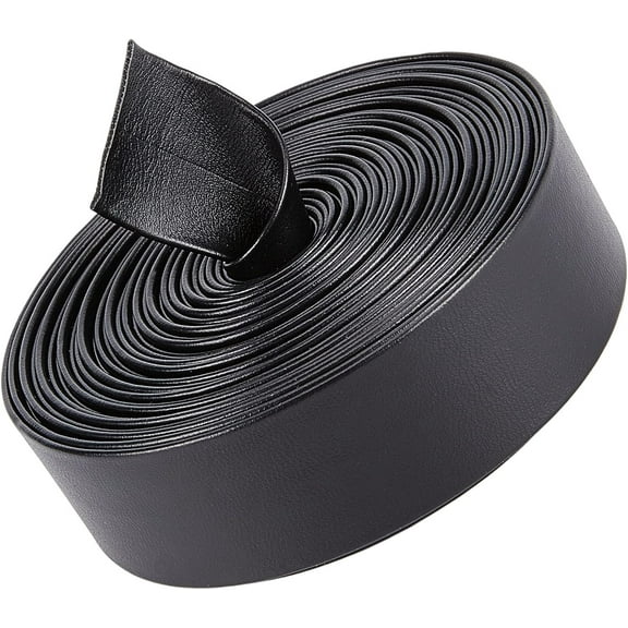 25mm Wide Foldover Leather Strips 5m Leather Trimming Tape Imitation Leatherette Strap Black Lychee Grained Flat Leather Cord String for DIY Sewing Seaming Hemming Piping Crafts Jewelry Black