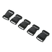 25mm Width Strap Black Plastic Dual Adjustable Quick Release Buckle - 5Pcs Replacement DIY Craft for Backpack