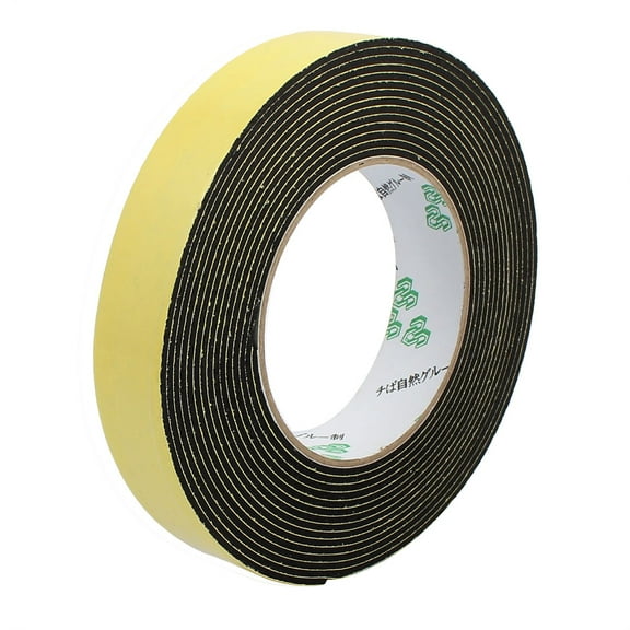 25mm x 2mm Super Strong Single Side EVA Sponge Foam Tape Black 5M Length