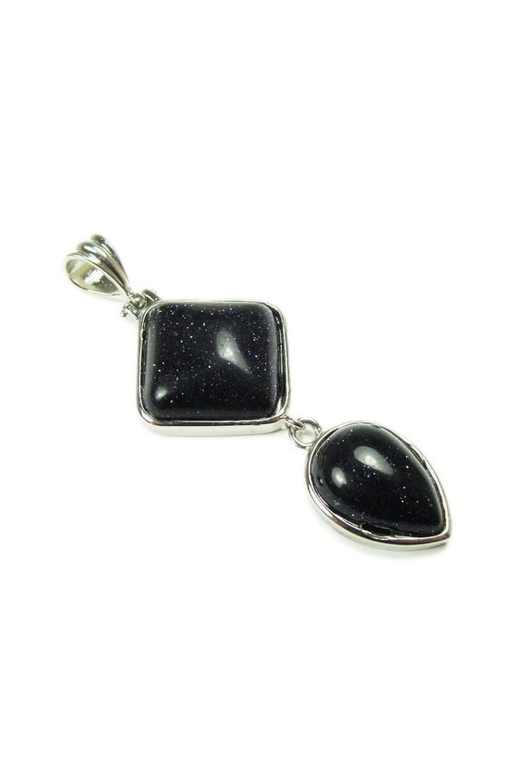 25mm x 55mm Blue Goldstone Two Piece Dangling Pendant For Jewelry Making