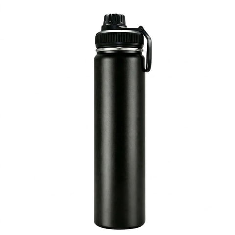 Bitrel 25oz Water Bottle with Handle, 304 Stainless Steel Double Wall Vacuum, Leak Proof Wide Mouth Sports Bottle, BPA Free, Keep Hot & Cold, Black