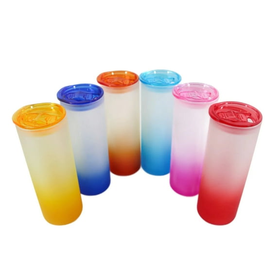 25oz Sublimation blank glass Ombre gradient Tumblers (Includes leak proof color Lid  Straw)