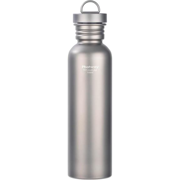 25oz Titanium Water Bottle, Ultralight Single Wall Titanium Flask for Boiling Water, Leakproof Sports Bottle for Camping, Hiking, Cycling & Outdoor Use