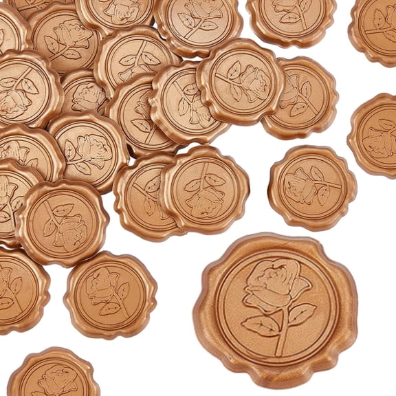 25pc Adhesive Wax Seal Stickers For Envelope Seal Dark Goldenrod 30.8x30.8x2.2mm
