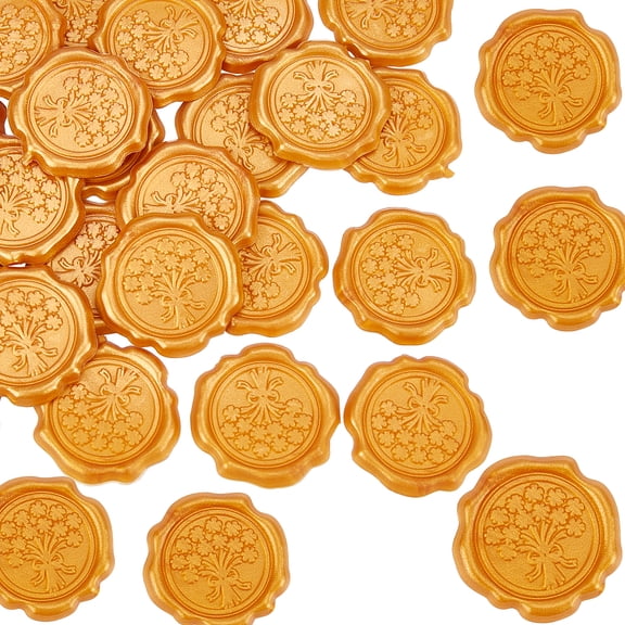 25pc Adhesive Wax Seal Stickers For Envelope Seal Goldenrod 30.8x30.8x2.2mm