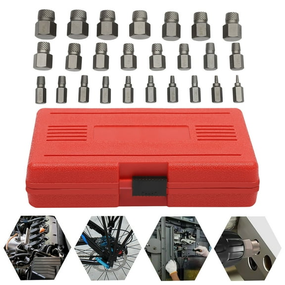 25pc Screw Extractor Set Multi Spline Removes Broken Studs Pipes Screws Multi Spline Screw Extractor Set