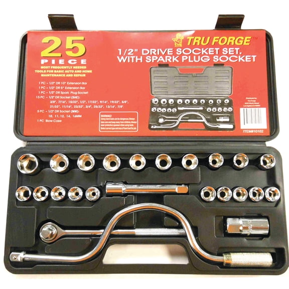 25pc Socket set 1/2"DR SAE & Metric with Storage Case