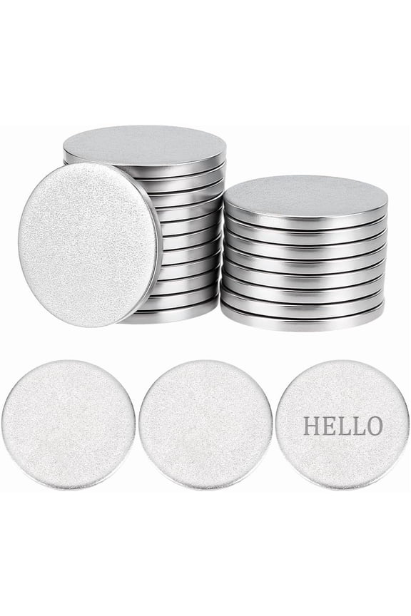 25pcs 1.3" Flat Round 304 Stainless Steel Blank Stamping Tag Pendants 3mm Thick Circle Metal Disk Tags for Engraving Earring Bracelet Necklace Charm Jewelry Making No Hole