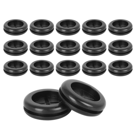 25pcs 20mm Rubber Grommet Double Side O Ring Electric Cable Protector Black for Car