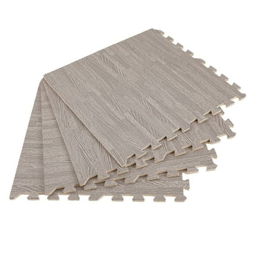 25pcs 24x24in Puzzle Mat Interlocking Foam Tiles,10mm Thick Wood Grain EVA Foam Tiles 97 Sq Ft Gray
