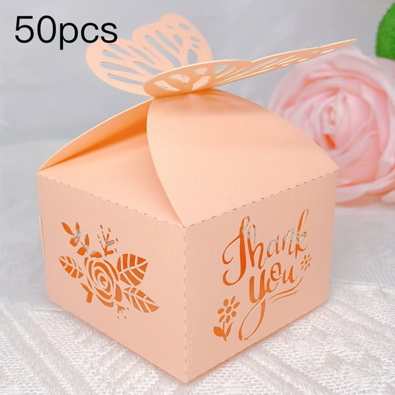 25pcs 3D Hollow Butterfly Paper Gift Boxes, Laser Cut European Style Candy Boxes for Wedding Favors, Birthday Party, Valentine's Day, Holiday Decorations, Chocolate and Cookie Packaging