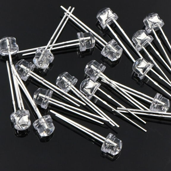 25pcs 5mm Diameter Transparent Straw Hat   LED Diode Lights Electronics Components Light Emitting Diodes White Light