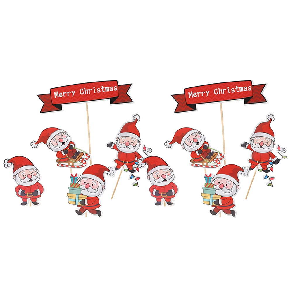 25pcs/5sets Christmas Santa Design Cake Topper Cake Picks Cake